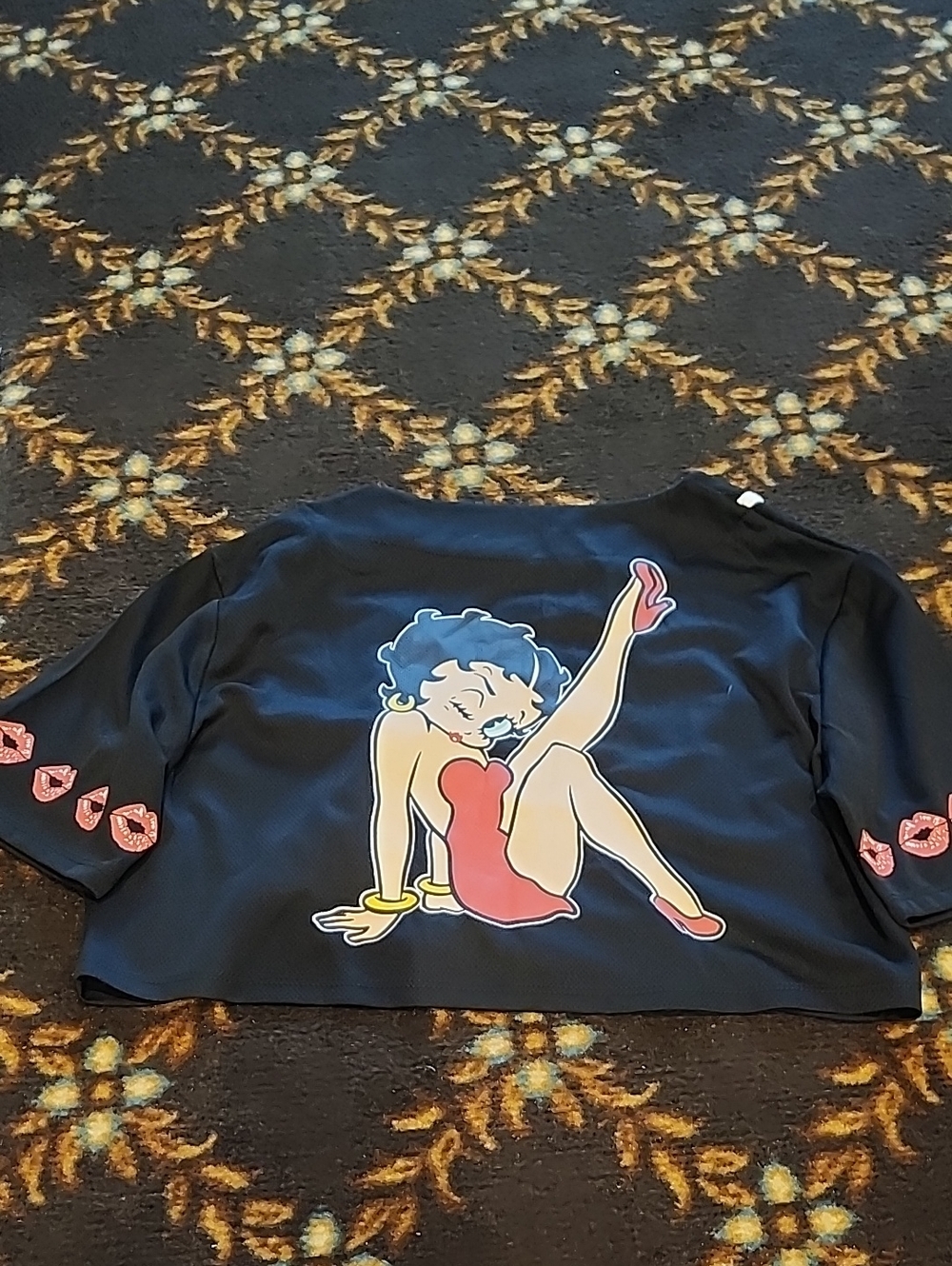 Betty Boop Black Top with Red Accent Graphic